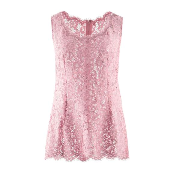 Dolce & Gabbana Tops - NWT Dolce & Gabbana Pink Lace Sleeveless Tank Top Blouse IT 42 M